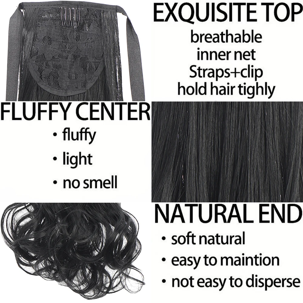Synthetic Long Curly Ponytail Extensions For Women Girls Drawstring Ponytail Extensions Hair Accessories For Women