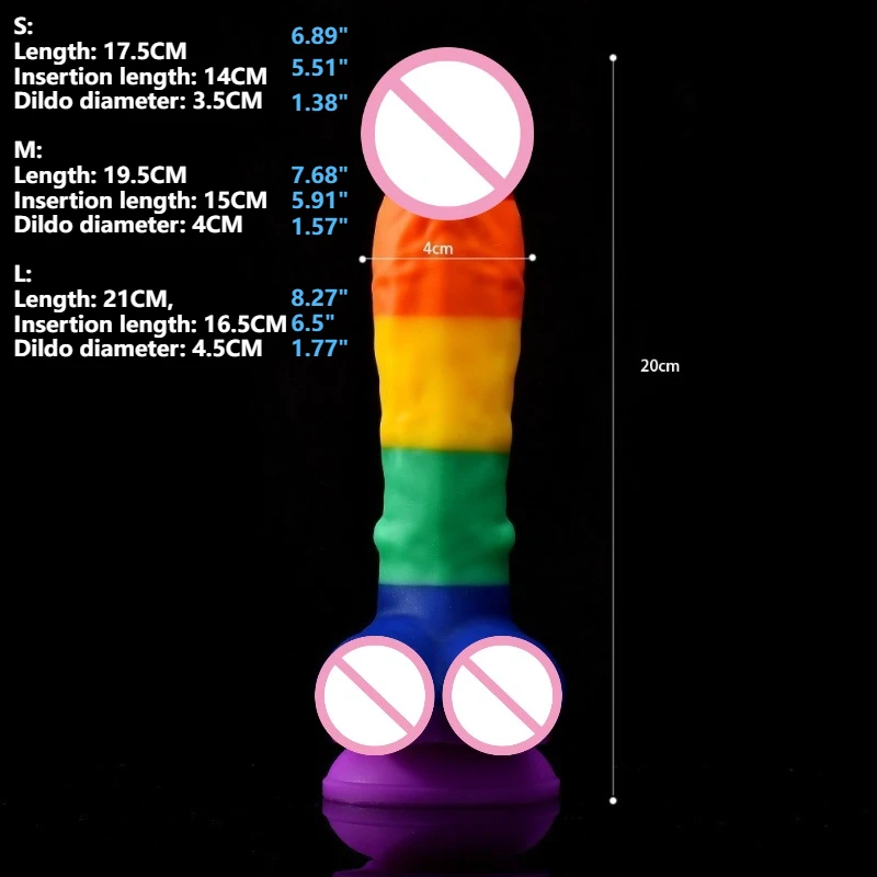 Colorful Realistic Dildo With Suction Cup Liquid silicone Dildos Sex Toys for Woman Men Erotic Big Penis Anal Butt Plug 21cm