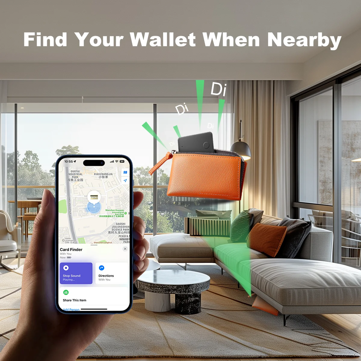 Wallet Tracker Card Rechargeable Wallet Finder Works with Apple Find My Item Sorter for Luggage Tags Phone (iOS Only)