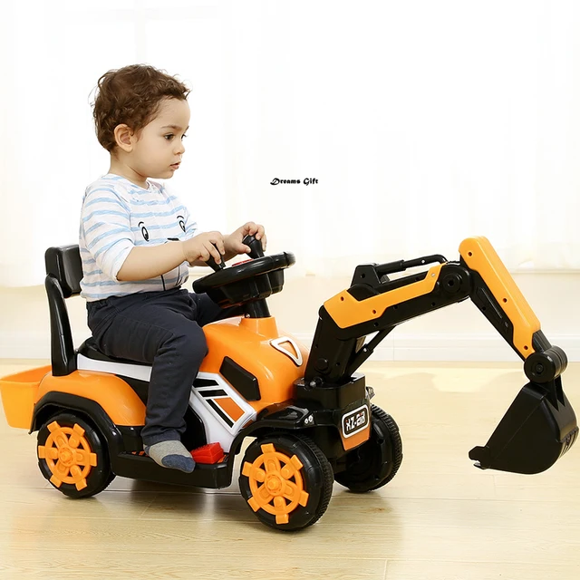 Children's electric car toy engineering car old toy battery double drive with remote control knight excavator Russia free shipp 5