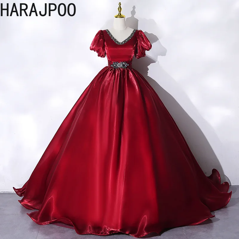 

Модное женское вечернее платье Harajpoo, новинка весны 2024, винно-красное платье для принцессы на день рождения, искусство, экзамен, подарок для взрослых, Vestidos