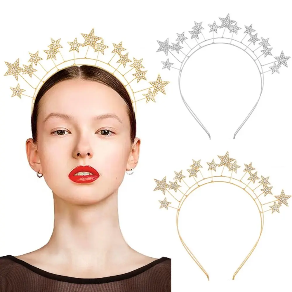 

Fairy Crown Cute Crystal Bridal Hair Tiara Wedding Hair Accessories Rhinestone Hairband Star Hair Hoop Headpieces Head Jewelry