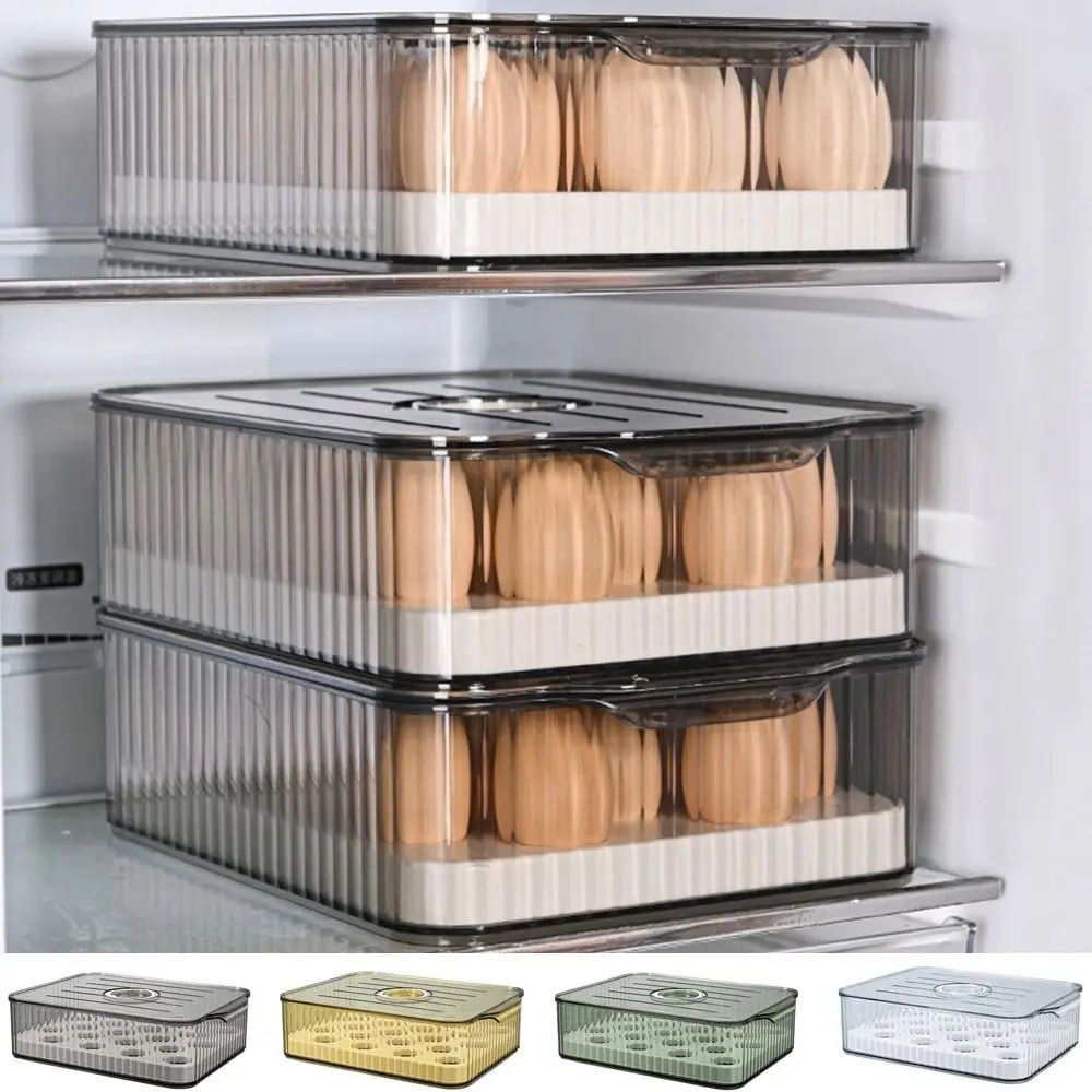 

Transparent Refrigerator Egg Crisper Fresh-Keeping Plastic Egg Holder Thickened with Lid Food Storage Container Camping