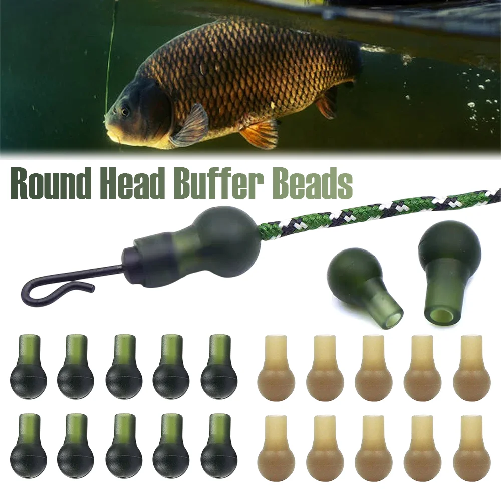 Pufferperlen mit rundem Kopf, Feeder-Angelpufferperlen ​ ​ Anti-Tangle-Ärmel, Schwanzgummischlauch ​ ​ Europäische Karpfenrigs Tackle-Teile