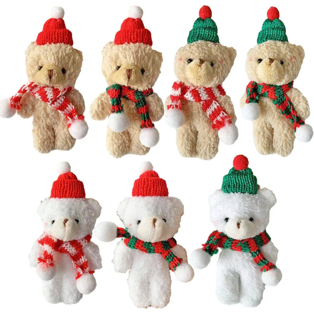 15cm Kawaii Teddy Bear stuffed animal keychain plush doll Christmas decorations Keychain Cartoon Christmas Bear Plush Doll Key Chain Bag Pendant For Girl Christmas Gifts