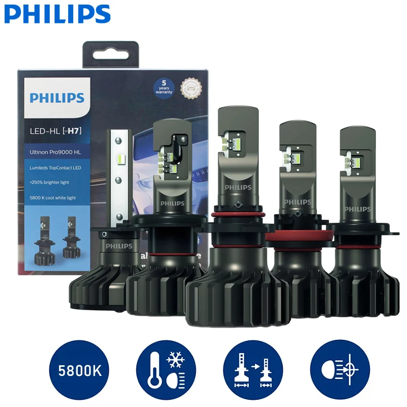 Philips Ultinon Pro9000 светодиодсветодиодный фары H1 H4 H7 H8 H11 H16 HIR2 HB3 HB4 Автомобильные 9005 9006