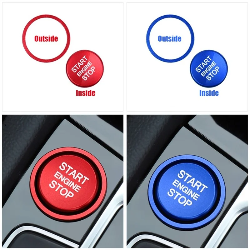 Car Start Button Cover Engine Start Stop Button Ring Ignition Cover Trim For Volkswagen Arteon CC Passat B8 Magotan Jetta T-Roc Car Styling car start button cover