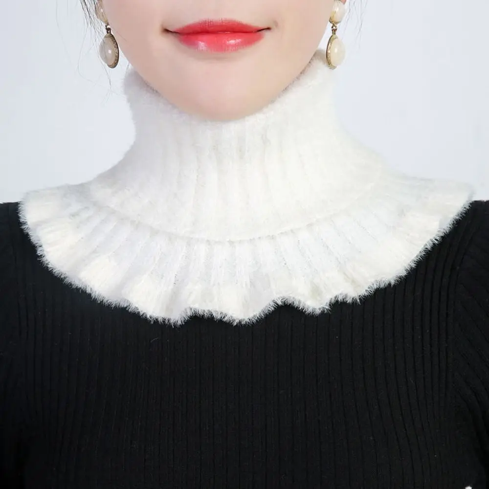 

Thickened Imitation Mink Cashmere Bib New Ruffled Fall/Winter Fake Collar Warm Elastic Neck Guard Decoration