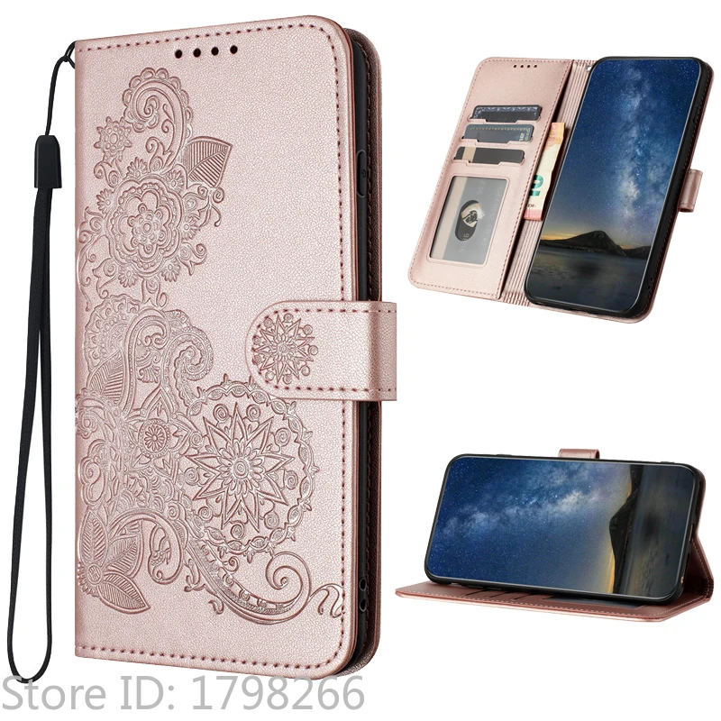 Luxury Pattern Flower Leather Phone Case - Flip Cover Wallet with Card Holder