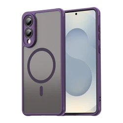 Magsafe Magnetic Luxury Armor Shockproof Matte Translucent Case Cover - Galaxy S25 Edge (Purple)