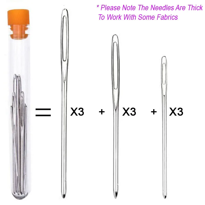 Sewing Accessories Large Eye Blunt Sewing Needles Cross Stitch Knitting Needle Handmade Leather Embroidery Thread Needle 9 PCS