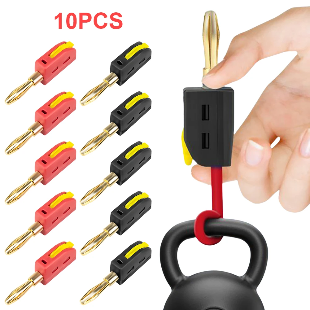 10Pcs 4mm High Current Plugs Solder-Free Gold-Plated Banana Connector Six-Lea Quick Connect Plug for 32A Electrical Test