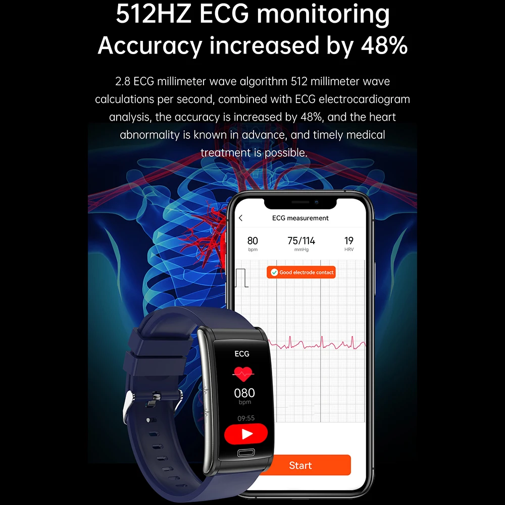 ο ECG Ʈ ġ    ħ   HR & BP    Smartwatch ȵ̵ iOS E600
