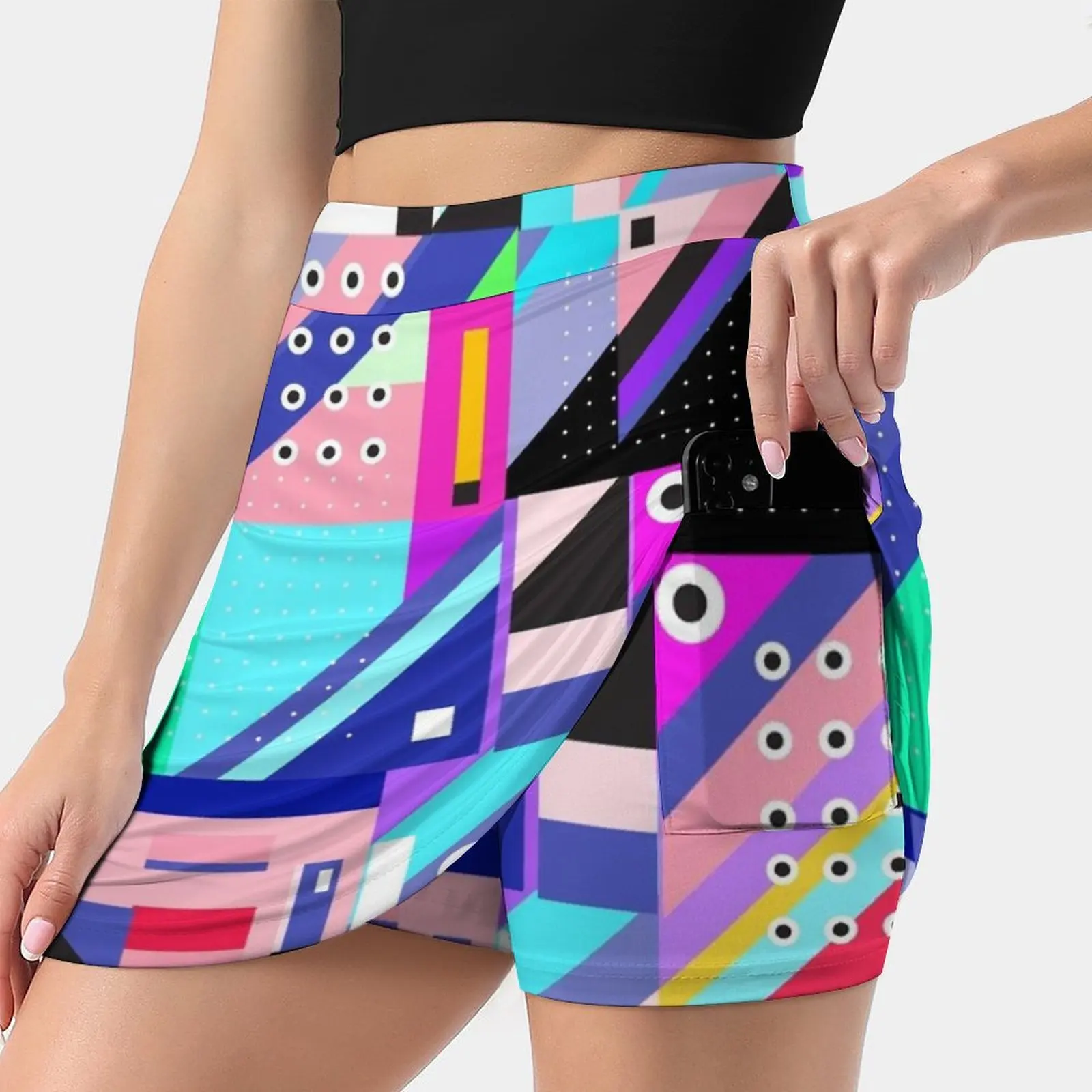 

Geometric Colors Women's skirt With Pocket Vintage Skirt Printing A Line Skirts Summer Clothes Colors Geometric Diagonal