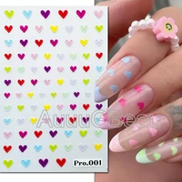 5D Embossed Nail Art Decals Black Red Love Hearts Adhesive Sliders Nail Stickers Decoration For Manicure 2