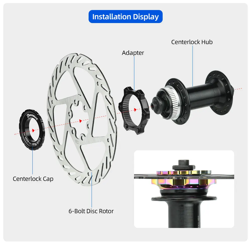 Fahrrad Centerlock Zu 6-Loch Adapter Abdeckung Für C/C 44mm Loch Disc Bike Disc Hub Centerlock umwandlung 6 Bolzen Rotor Adapter Abdeckung – Detail 3