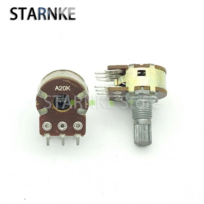 16 Type A20K Speaker Amplifier Speaker Volume Potentiometer 6-Pin Double 15mm Flower Shaft A203 2PCS