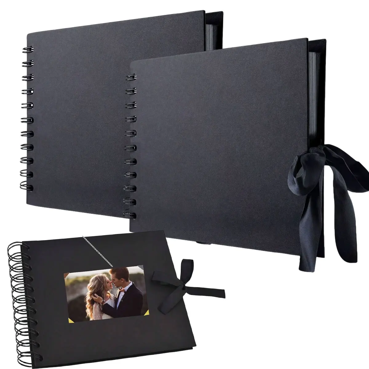 1 album per scrapbooking in carta kraft da 60 pagine (30 fogli) – Nero, versatile album dei ricordi per libri degli ospiti di nozze, ZSY - immagine 2