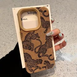 Vivid Leopard Pattern Bonded Leather Shockproof Phone Case Cover for iPhone 15 Plus (1)