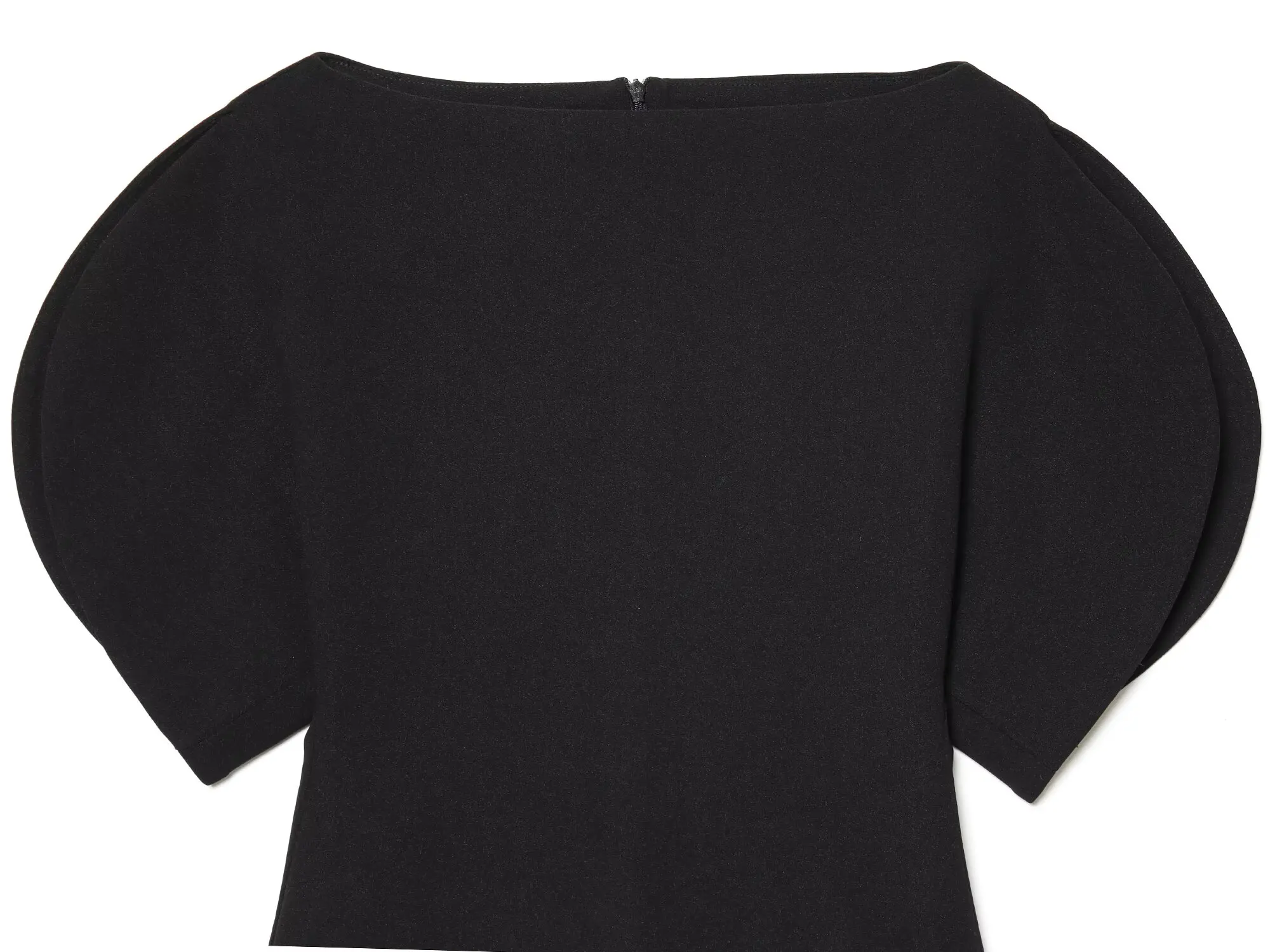 Side view showing asymmetrical silhouette