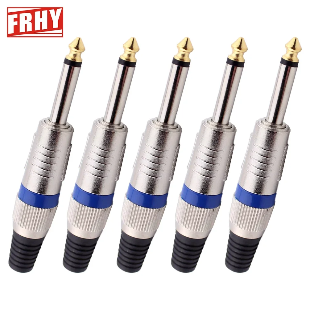 Premium 5-Piece 6.35mm Guitar Audio Cable Plug Set - Pro-Grade Signal Transmission