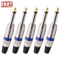 Premium 5 - Piece 6.35mm Guitar Audio Cable Plug Set - Pro - Grade Signal Transmission - Male Insert (6.35mm 2 pole)