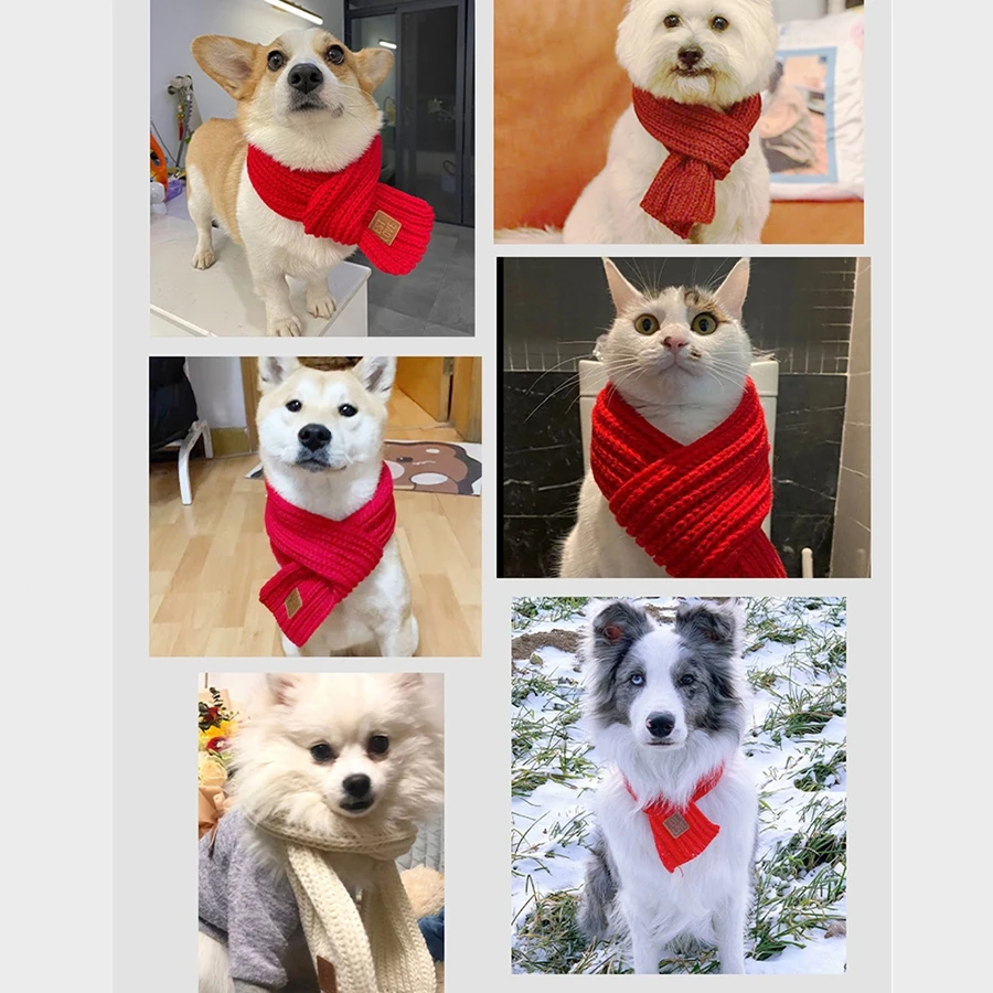 1pc Pet Scarf Teddy Dog Cat Cute Knitted Scarf Autumn/Winter Warm Pet Supplies