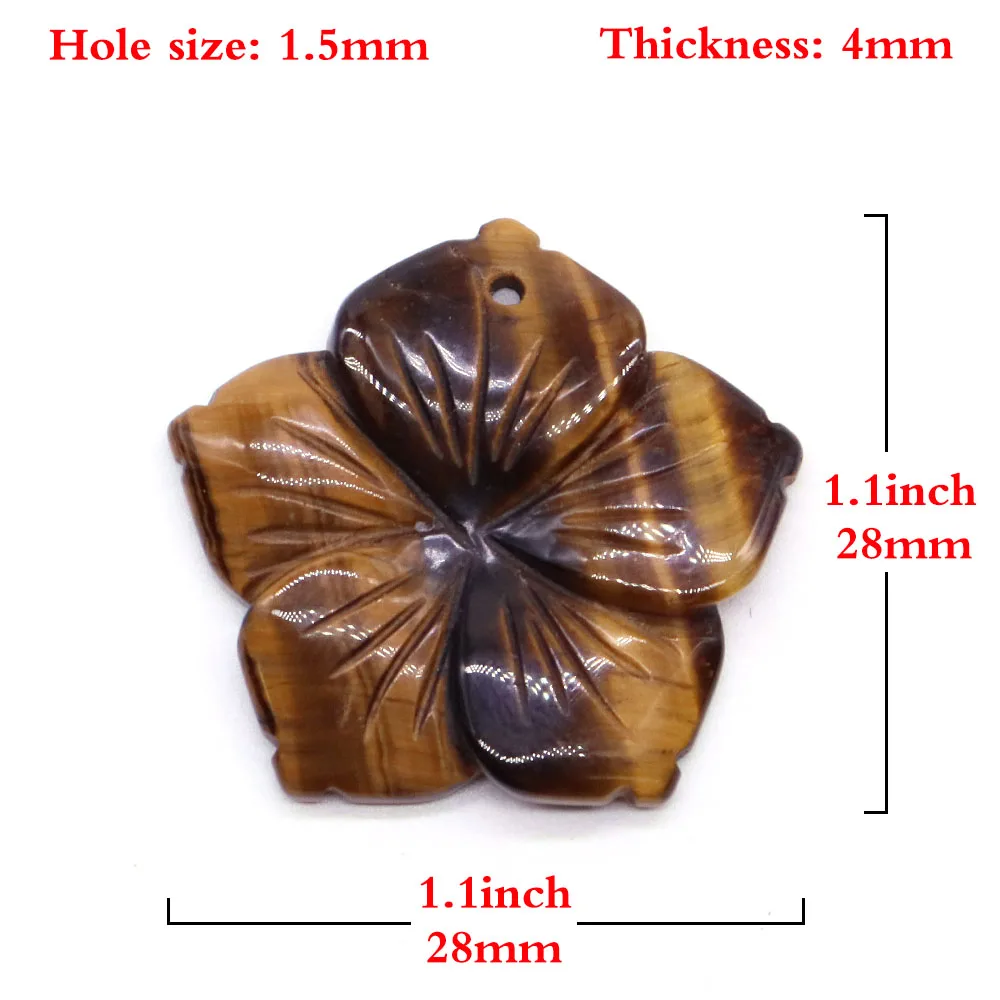 28mm Drilled Peach Blossom Flowers Natural Crystal Stones Fluorite Amethyst Rose Quartz Carved Gemstone for Diy Handicrafts Gift 6