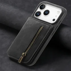 Flip RFID Blocking Card Phone Case - Premium Wallet Design & Secure Card Storage - iPhone 15 (Black)