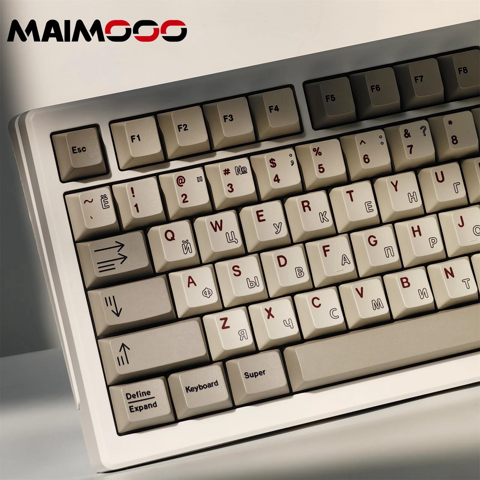 Maimooo-teclado Mecânico Simples Branco Keycaps 145 Chaves Textura Material Pbt Faça Você Mesmo Keycaps Periféricos Cereja Russo