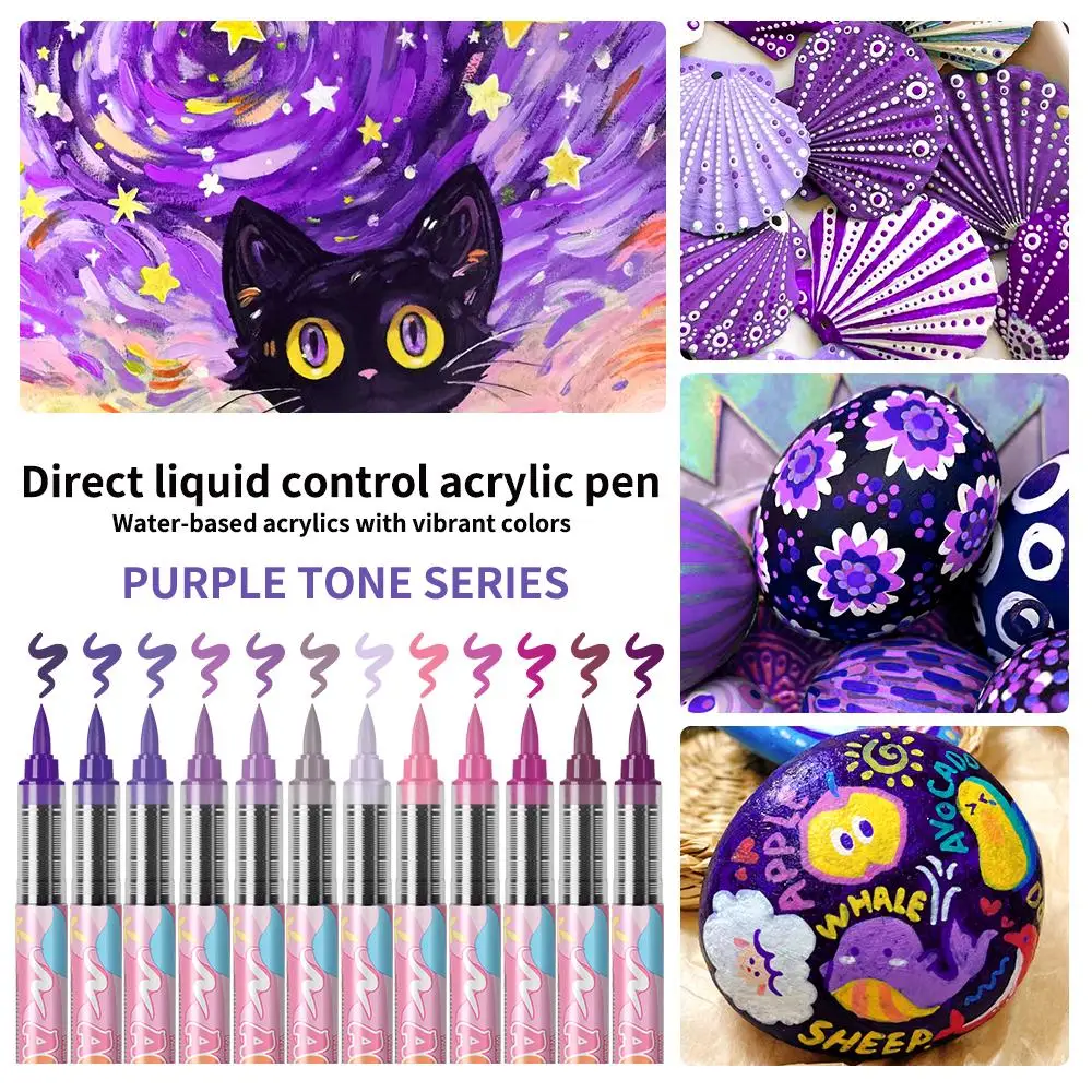 Mehrfarbige Optionen für Malstifte, Acryl-Marker, Macaron-Serie, weiche Pinselspitze, wasserbasiert, geeignet für Holz, Leinwand, Steinmalerei, Glas, DIY-Bastelarbeiten, Stoffmalerei – Detail 3
