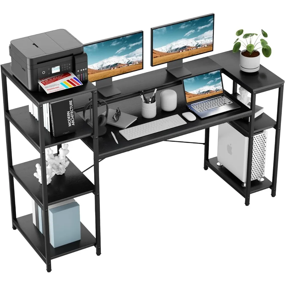 Computer Desk with Storage Shelves, 63 Inches Large Industrial Office Desk Study Writing Table Workstation with Printer Stand 3d printer nfep film for anycubic photon mono x for creality ld 006 elegoo saturn printer parts 8 9 inches uv resin 3d printers