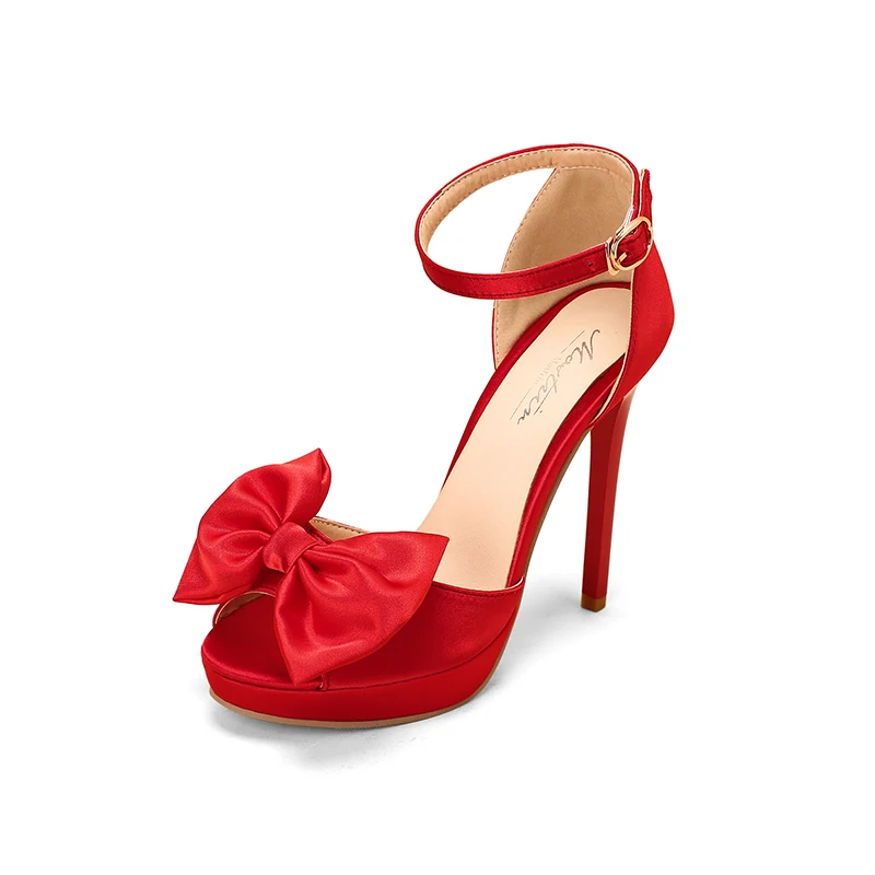 Sandalias Super Altas De Tacón Y Plataforma En Color Rojo