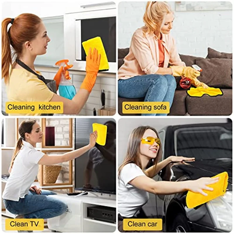 Microfiber Cleaning Towel Thicken Soft Drying Cloth Car Body Washing Towels Double Layer Clean Rags 30/40/60cm 15/10/5/3pcs