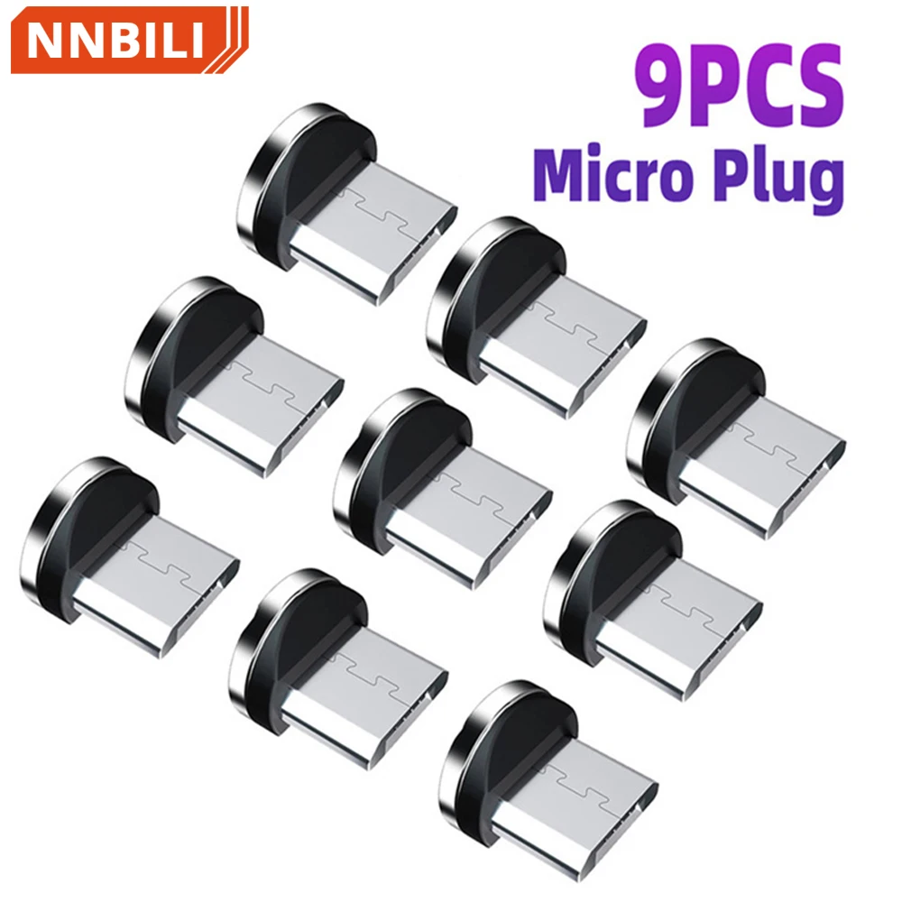Charging Cable Adapter 9pcs For Mobile Phone 360 Degree Rotation Magnetic Tips Replacement Parts Easy Operate Durable