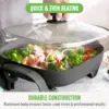 12" 5QT Square Electric Skillet, Glass Vented Lid, Ceramic PFAS-Free Nonstick Coated Interior, Adjustable Temperature Control 6