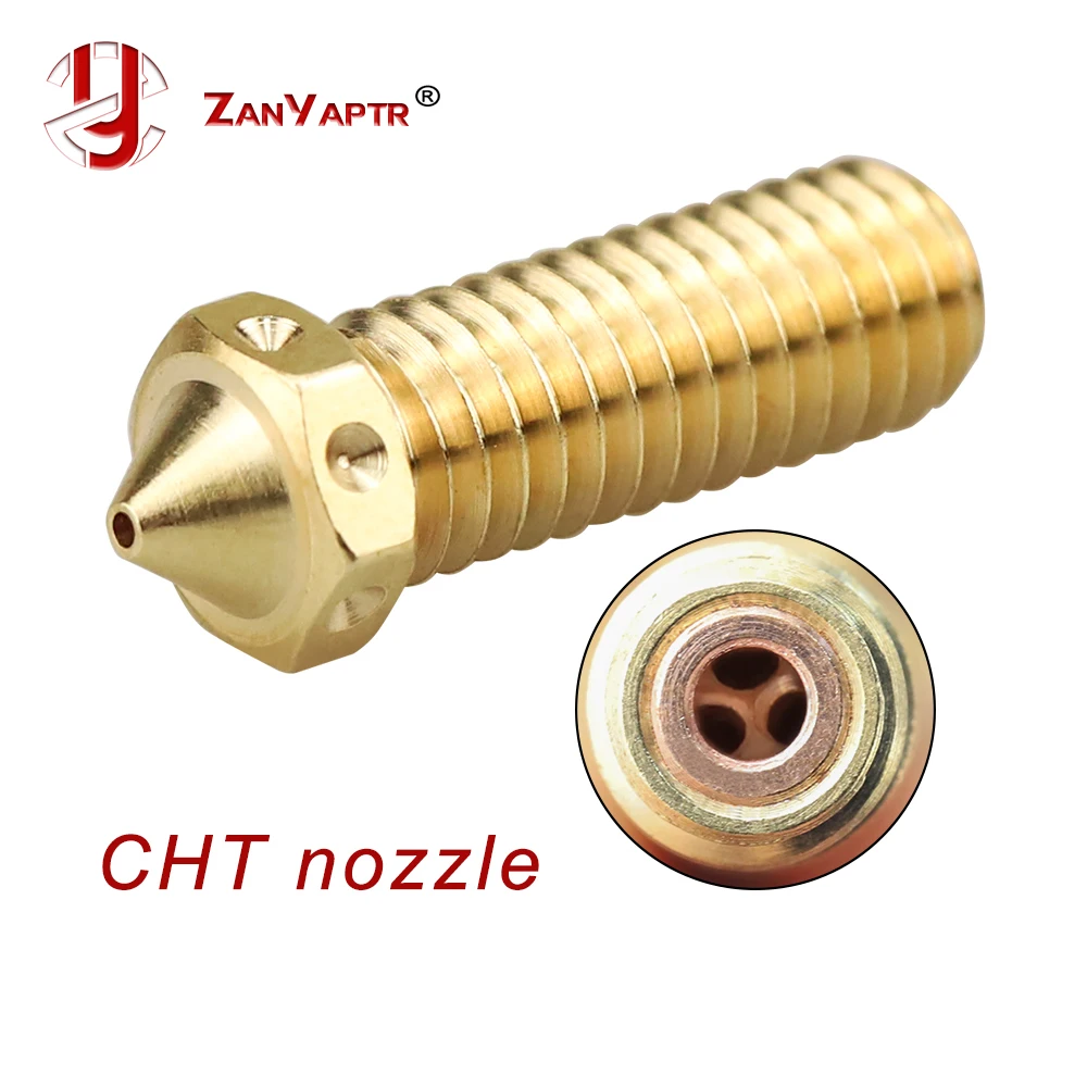

6pcs Clone CHT Volcano Nozzle 0.4mm 0.6mm Brass Nozzles High Flow Three-eyes Print Head For Ender 3 1.75mm 3D Printer Parts