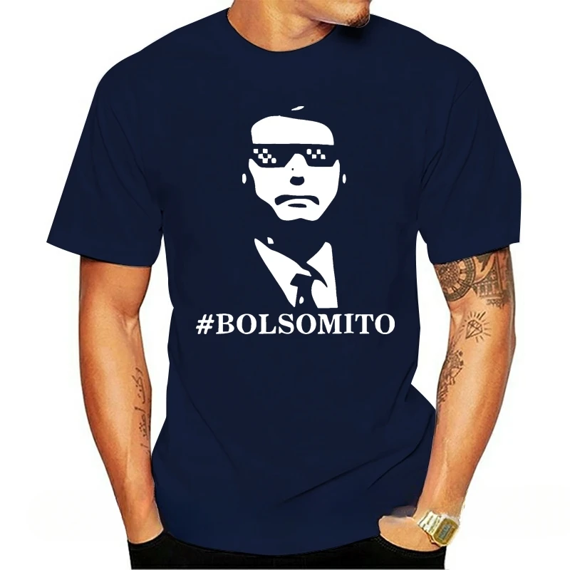 Футболка мужская с цифровым принтом, брендовая тенниска из хлопка, забавная Черная майка больсомаро больсонаро, лето