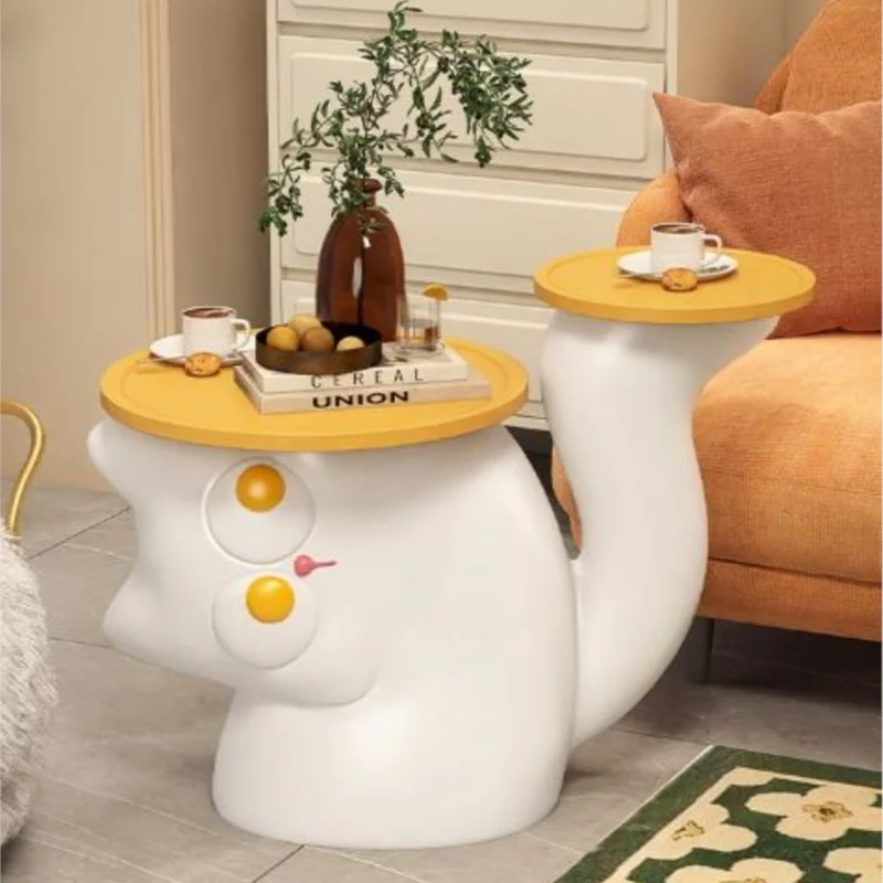 IHOME Crooked Cat Tray With Cute Living Room Cabinets Creative Decoration Black Simple Modern Small Coffee Table Side Table 2024