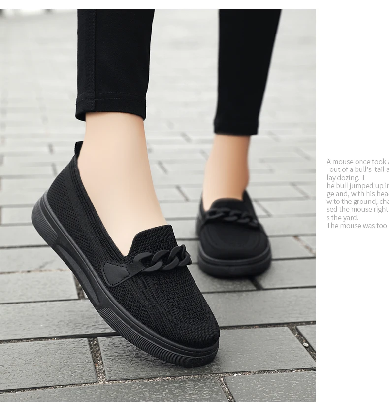 Women's Summer Footwear Slip On Female Chain Ballet Flats Sneakers Elegant Comfortable White Nurse Shoes Ladies Loafers