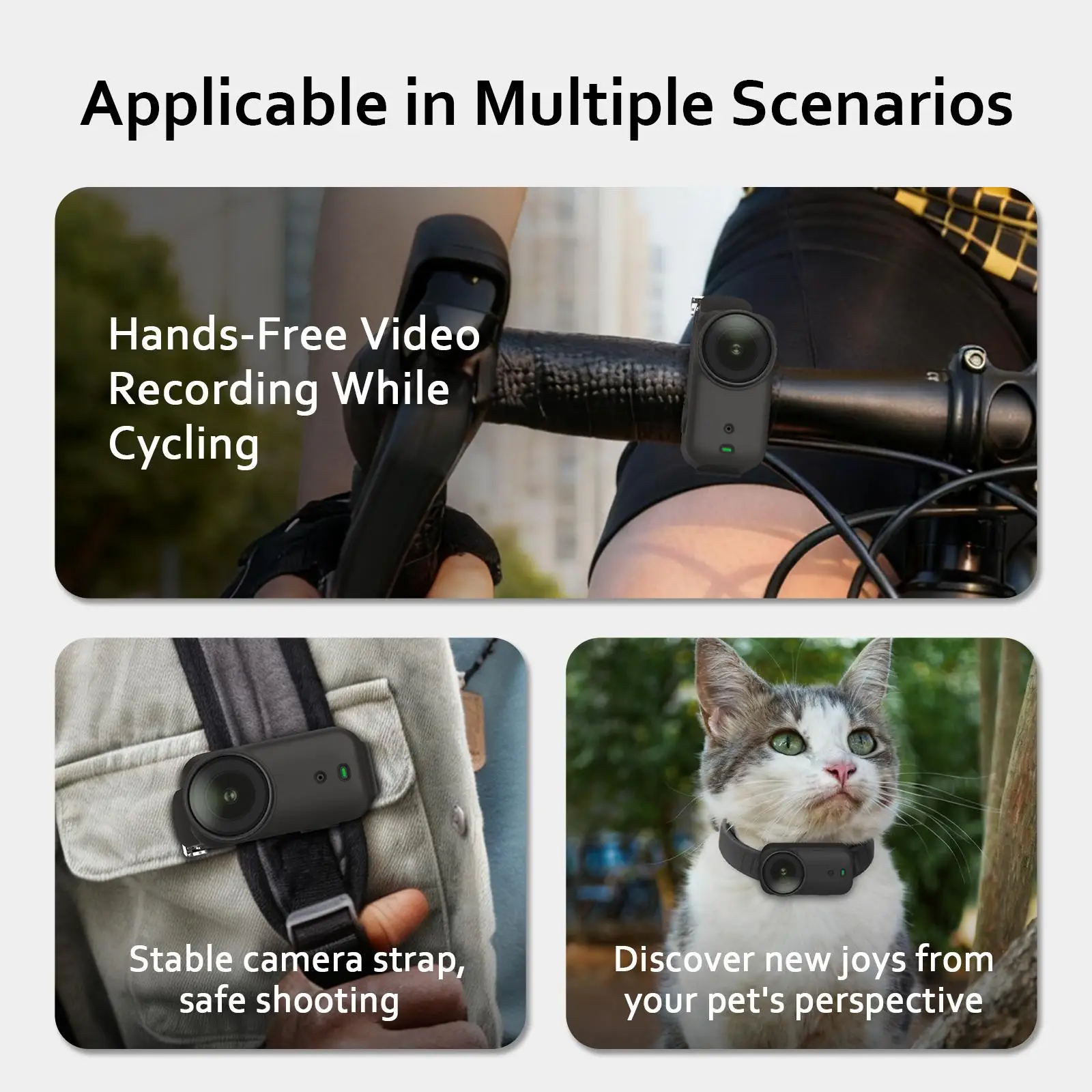For DJI Osmo Nano PULUZ Body Silicone Expansion Wrist Strap Cover Pet Collar Mount Camera Accessories