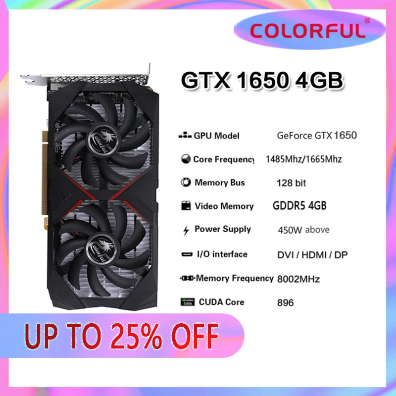 video card for gaming pc Colorful Raphic Card GeForce GTX 1650 1660 1660TI 1660S SUPER 4GB 6GB Video Cards GPU GDDR5 GDDR6 Desktop CPU Motherboard best graphics card for pc