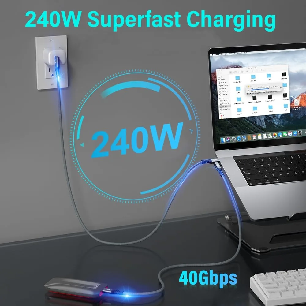Ʈ 3/4 ̺ USB C to C, 40Gbps  , 8K ÷, 240W PD , Ʈ ŷ  SSD ޴