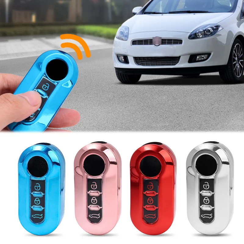 

3 Button Folding Car Key Cover for FIAT Fiat 500 Bo Yue Ling Ya Soft TPU Key Protective Case Fashion Key Shell Protecor