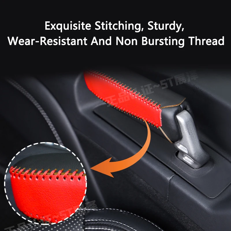 TAJIAN Car Gear Handbrake Sleeve PU Leather Cover Anti-Skid Auto Parking Brake Suede Decoration For Ford Mustang Accessorie