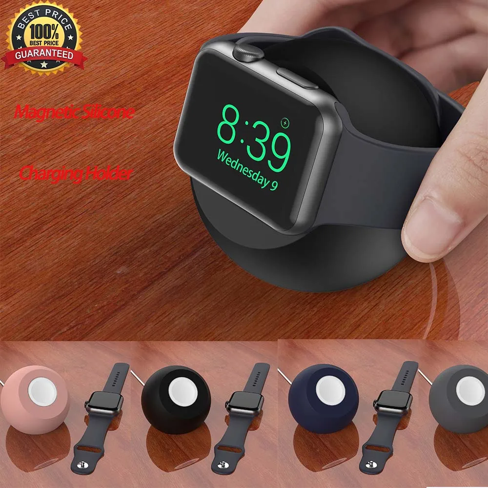 Magnetic Silicone Charging Holder For Apple Iwatch Series10 9 8 Ultra1/2 Safe Wireless Charger Dock Station Watch Charging Stand