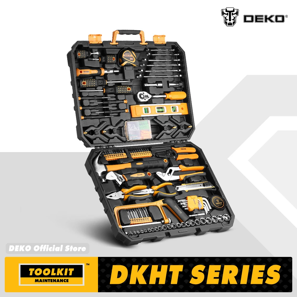 DEKO DKMT168 Woodworking tools Multi tool with Tool Box Socket set and Torque Wrench 168 Pcs Hand Tool edc professional car trim removal tools