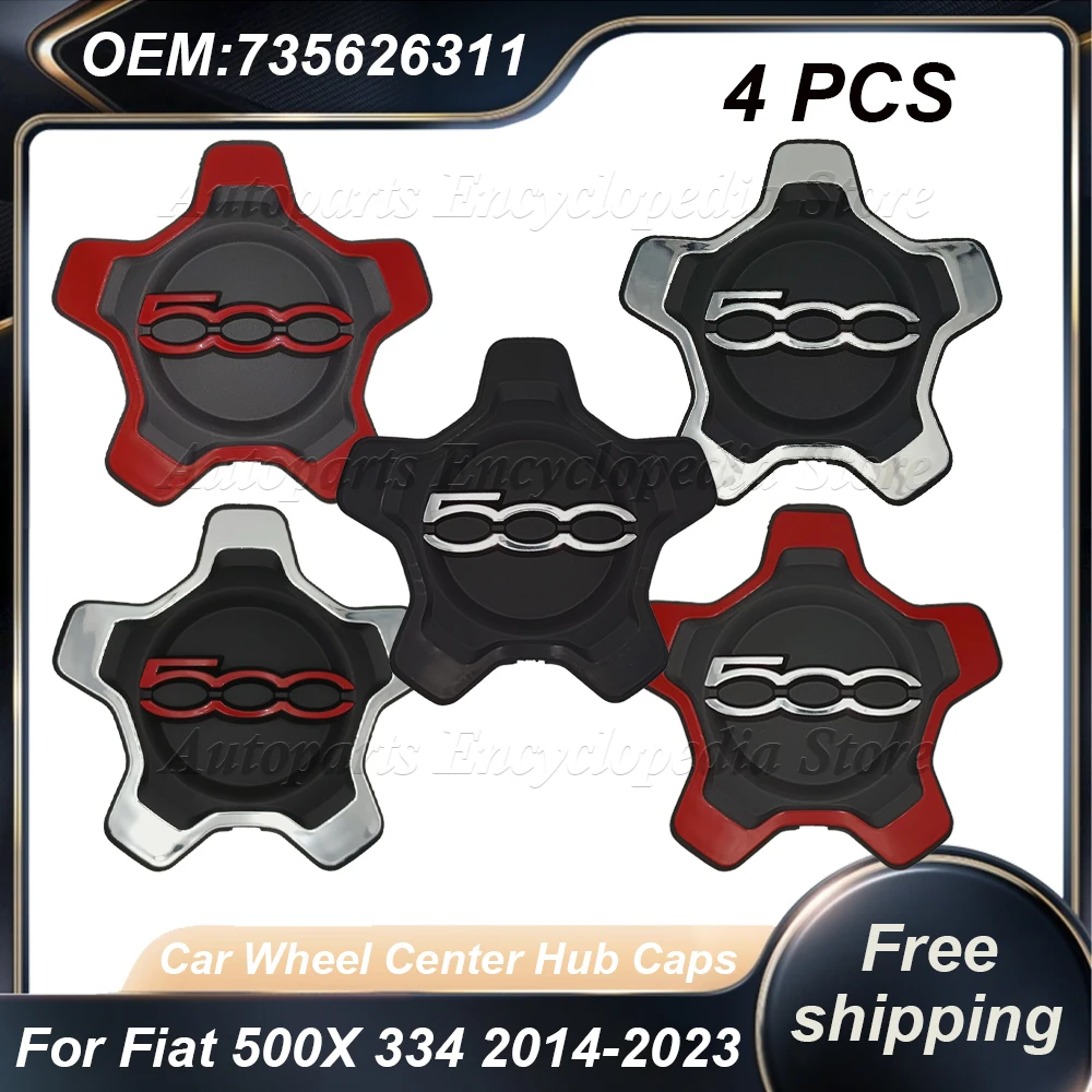 4PCS 735626311 Car Wheel Center Hub Caps Replacement For Fiat 500X 334 ...