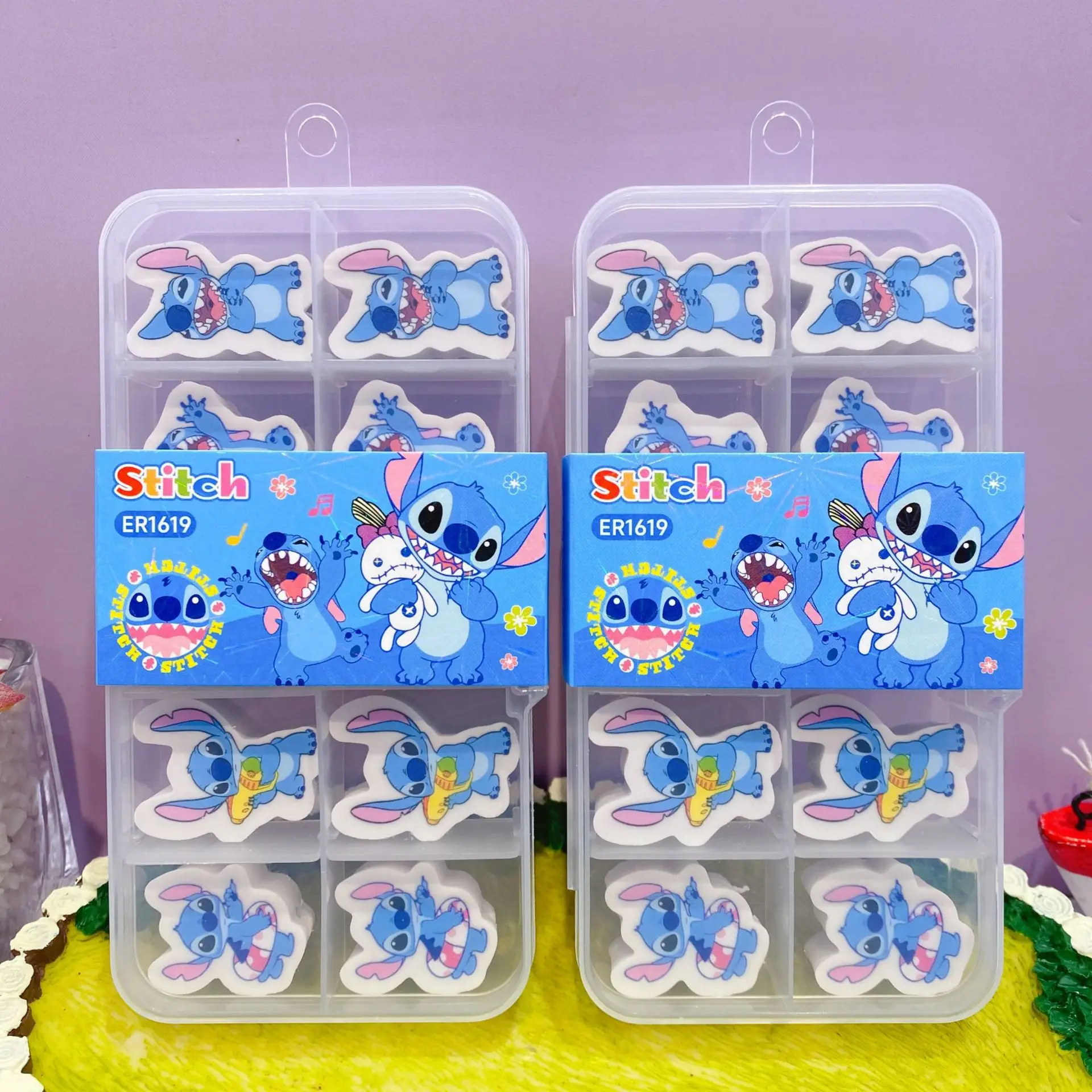 10 قطعة أنيمي ليلو وستيتش ممحاة غرزة شخصية كرتونية التصميم قلم رصاص غطاء القلم ممحاة تنطبق على هدايا المكافآت الطلابية