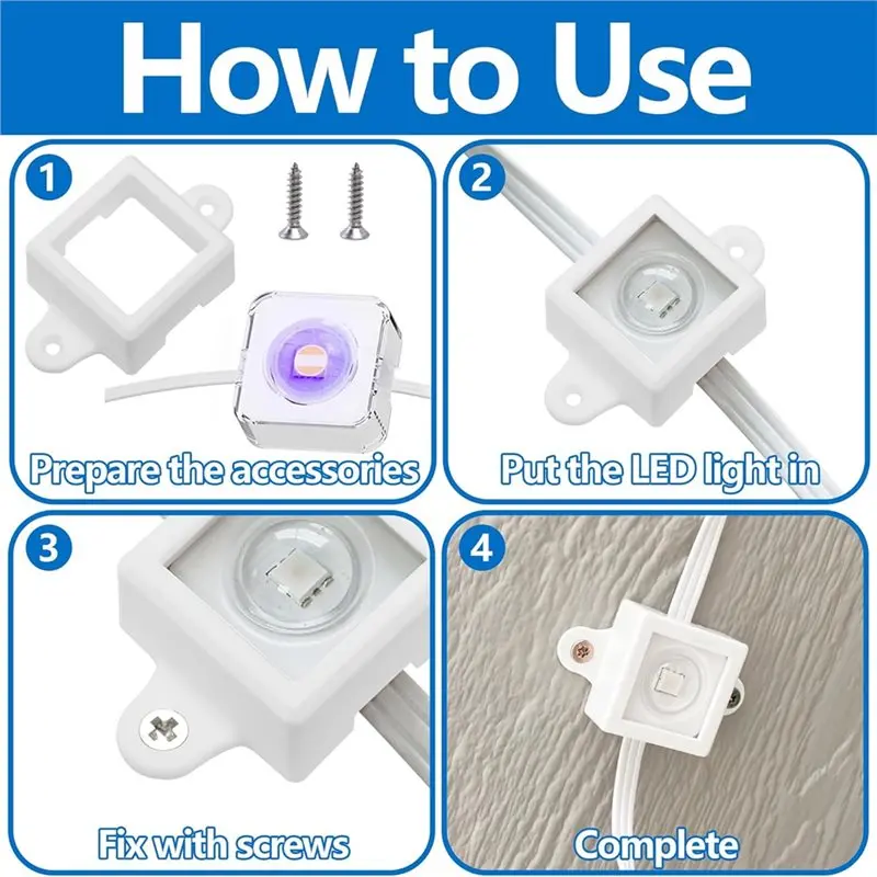 Mar.H705 LED 조명 장착 브래킷 세트(80팩), 나사 포함, 방수 야외 조명 클립